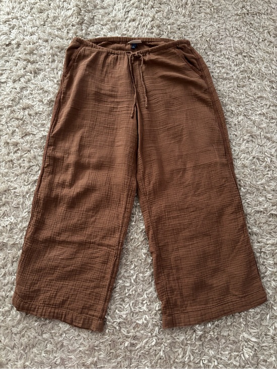 Universal Thread Pants - Universal Thread Brown Gauze Wide Leg Pants Size Large | Crochet Trim